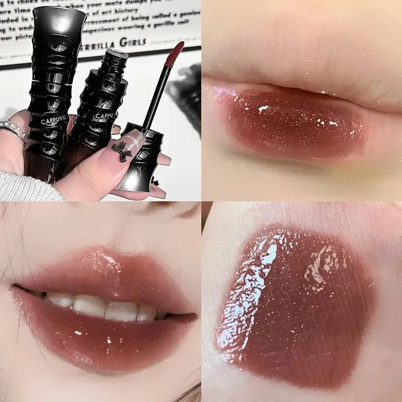 Punk Dark Red Lip Gloss Mirror Shine Moisturizing Texture Non-sticky Zpaxo 05 shimmer