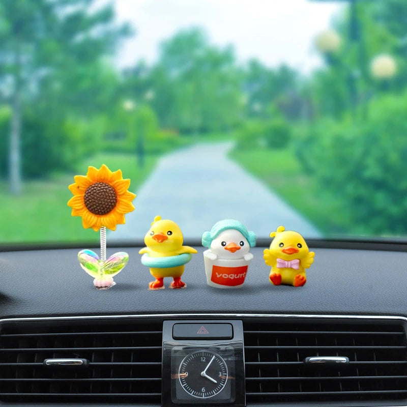 Cartoon Yellow Duck Resin Car Dashboard Ornament Decor