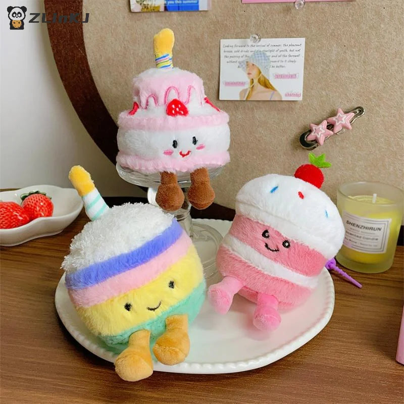 Cartoon Cake Plush Keychain Kawaii Creative Birthday Dessert Doll Zpaxo