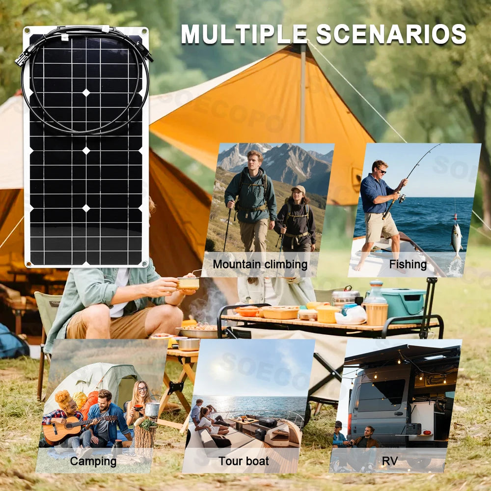 All-in-One 10000W Solar Kit Flexible Panel+1100W 110V/220V Inverter+100A Controller&Cables+Plug&Play 12V Off-Grid Power System Zpaxo