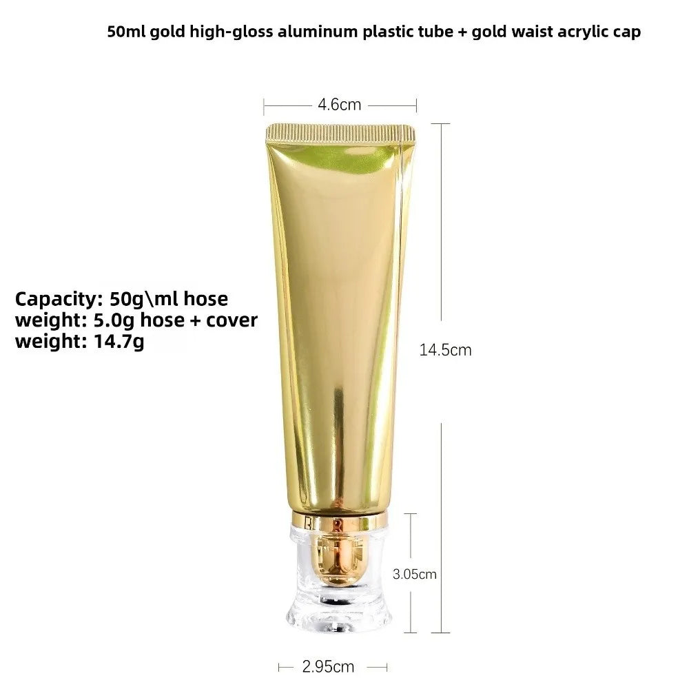 50ml Squeeze Tubes Empty Refillable Travel Bottles Plastic Gold Silver Cosmetic Containers For Facial Cleaner Lotion Hand Cream Zpaxo