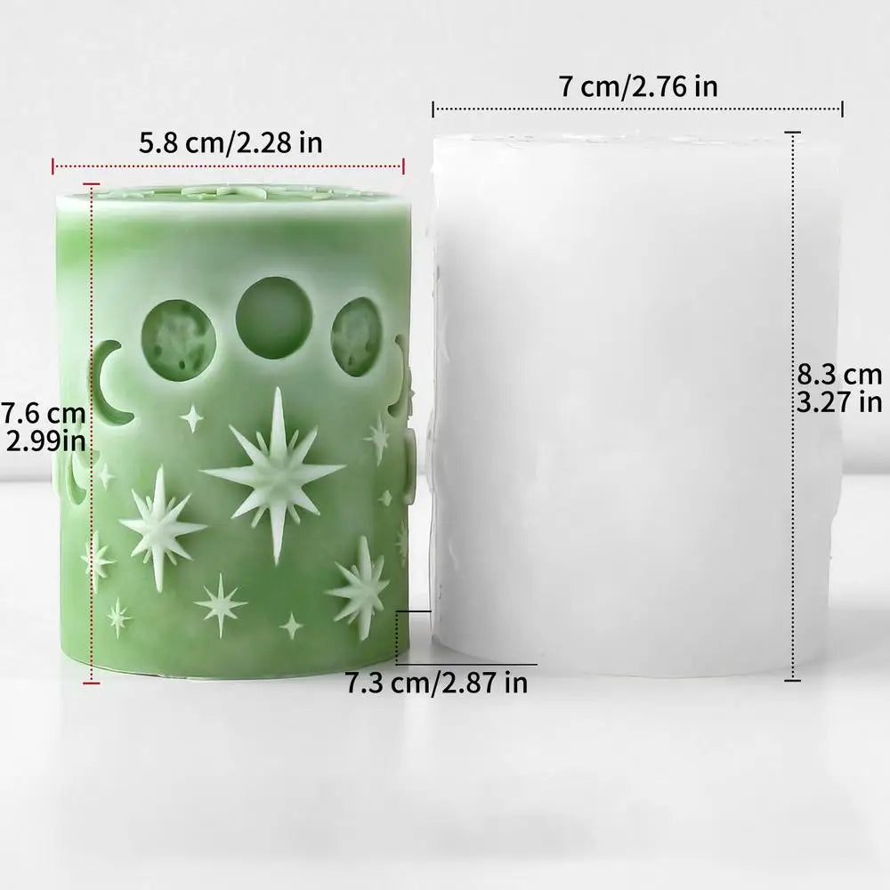 Pillar Candle Mold Flexible Easy Release Reusable Star-moon Women Men