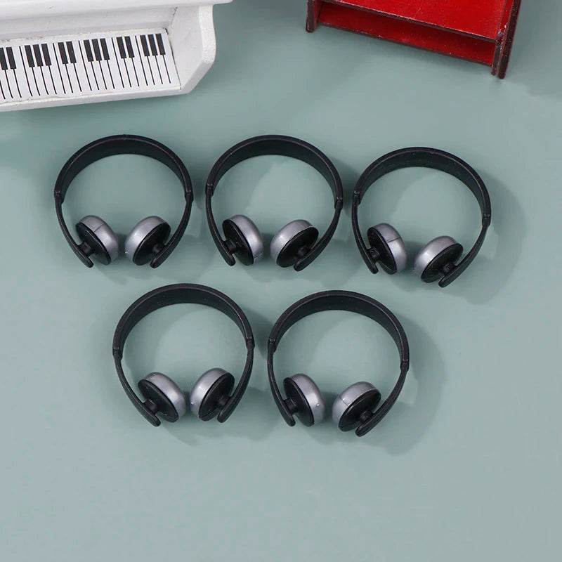 ▶5Pcs Mini Headphones Toys Gifts DIY Sunglasses Straw Hat Scarf Jewelry Accessories Decoration Zpaxo Black