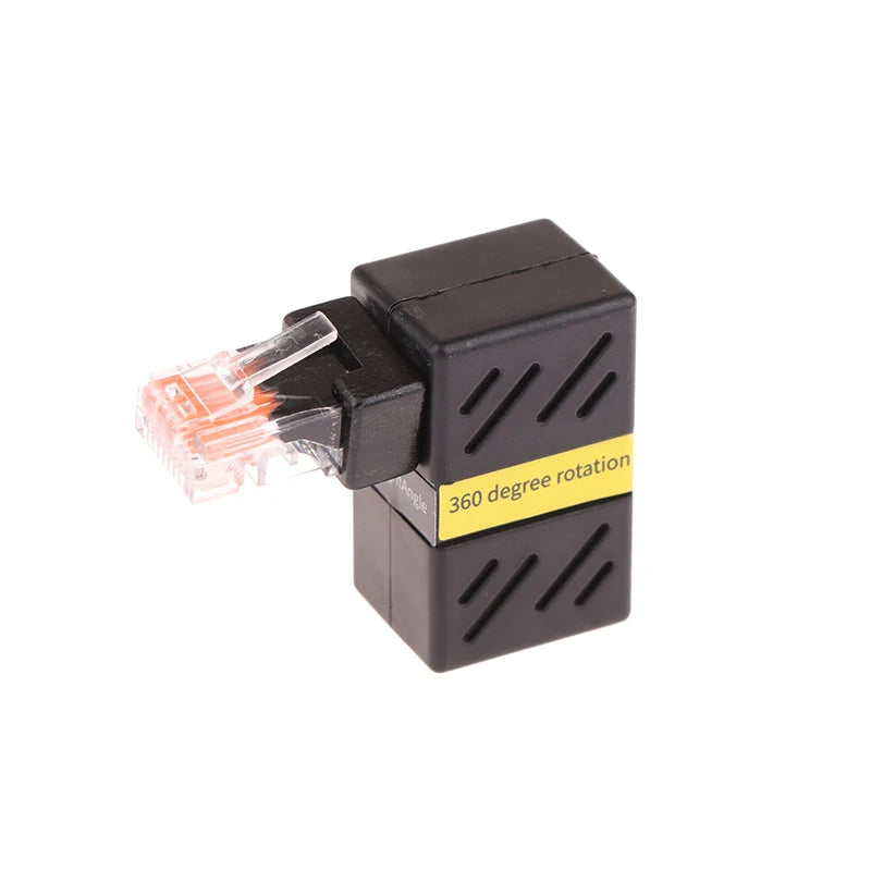 1Pcs 360° Rotatable Network Plug RJ45 Gigabit Adapter 90 Degrees Right Angle Elbow Universal Male To Female Converter Zpaxo