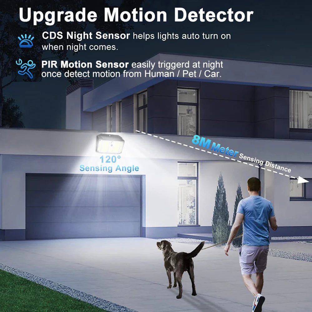 268/418 LED Solar Security Lights Outdoor 3 Modes Solar Powered Motion Sensor Lights Waterproof Wall Lights Fence Yard Garage Zpaxo