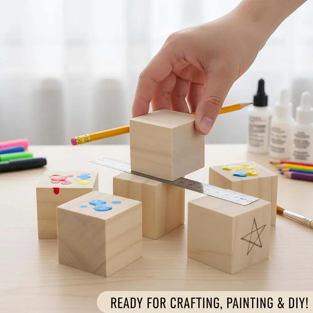 5cm 2pcs Wooden Blocks for Crafts Blank Wood Blocks for Crafts, Large Wood Cubes for , Crafting, DIY Projects, Letters, Stamps, Zpaxo