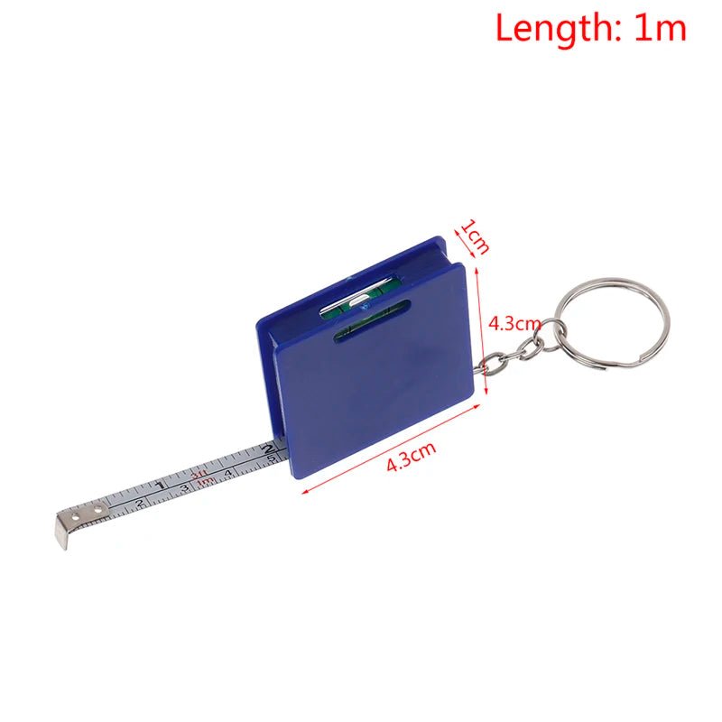 1M Mini Tape Measure Keychain With Horizontal Bubble Plastic Portable Retractable Ruler Centimeter/Inch Tape Measure 4.3*4.3*1cm Zpaxo