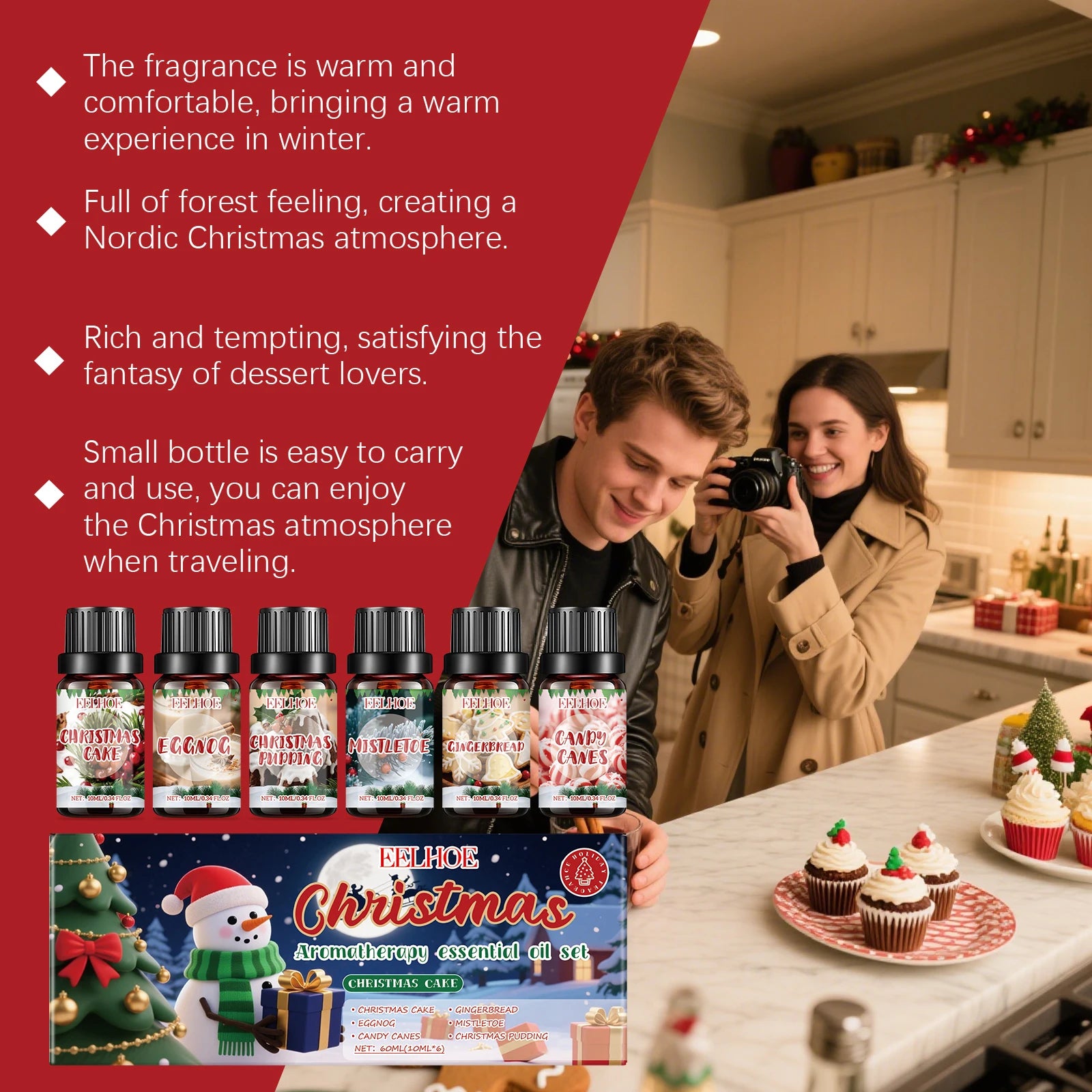 Christmas Essential Oil Set – 6 Festive Scents 6×10ml Gift Aromatherapy Essential Oil Zpaxo