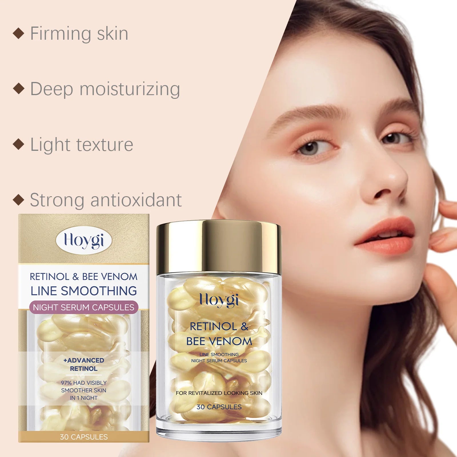 Retinol Bee Venom Anti-Aging Night Serum Capsules | Hoygi Anti-Aging Face Serum Zpaxo