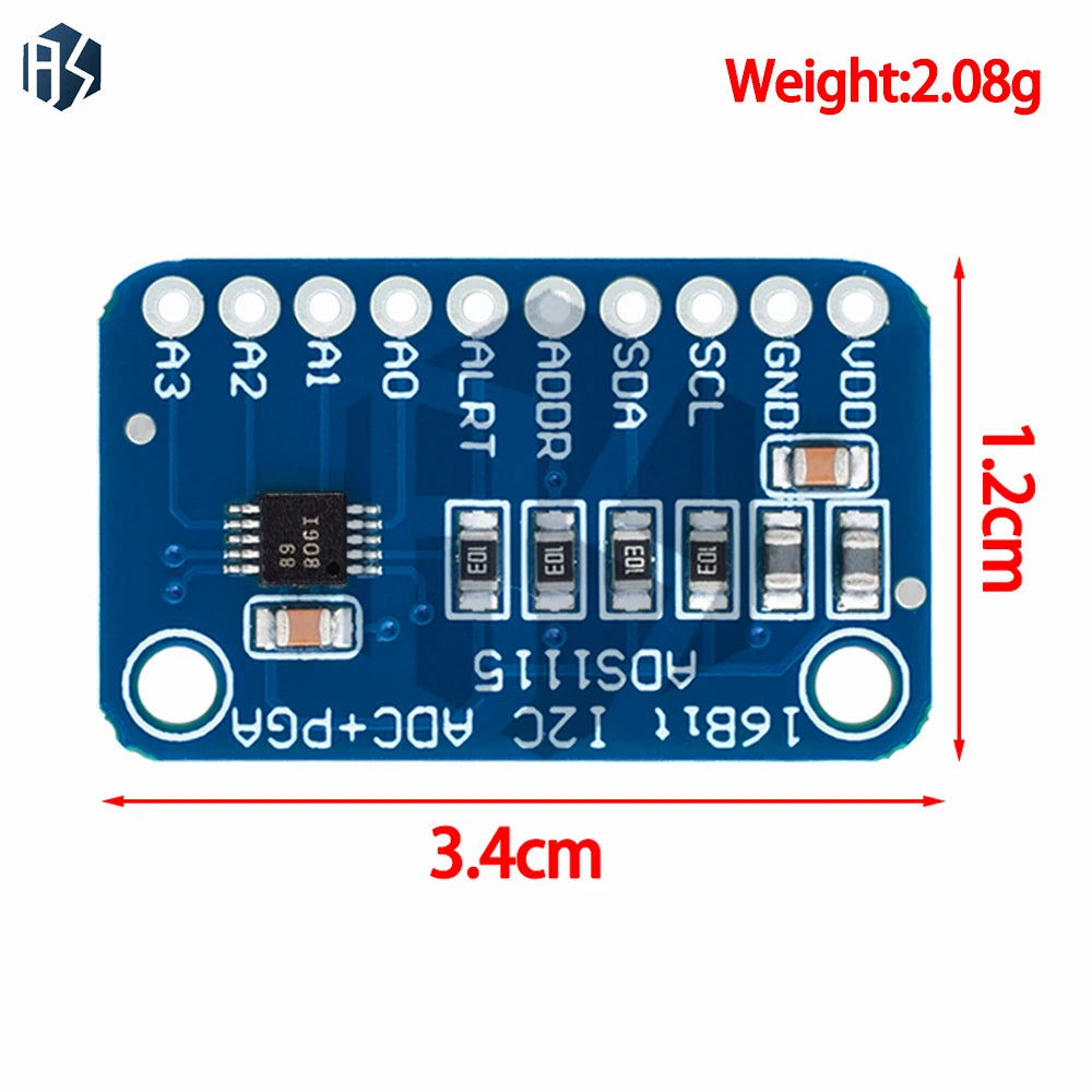 16-Bit ADC Module ADS1115 ADS1015 I2C 4-Channel Programmable Gain Zpaxo