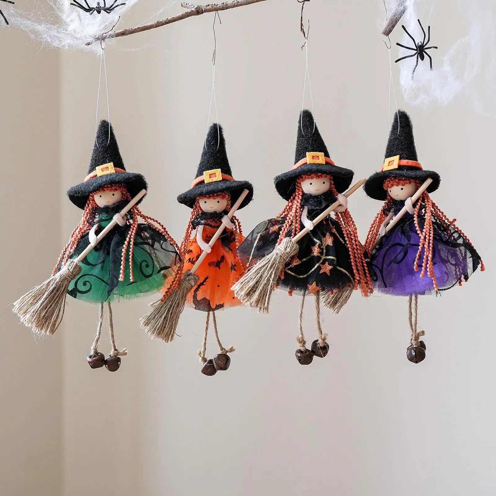 Halloween Witch Doll Hangable Kitchen Decor Broom Ornament Spooky