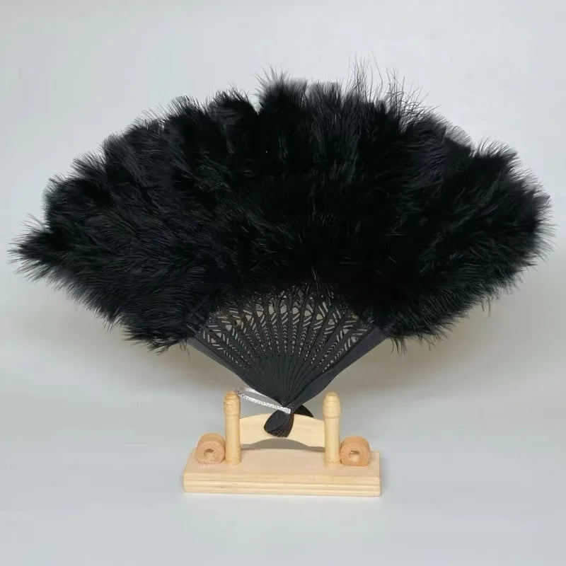 Bridal Feather Hand Fan Elegant Wedding Accessory Bachelorette