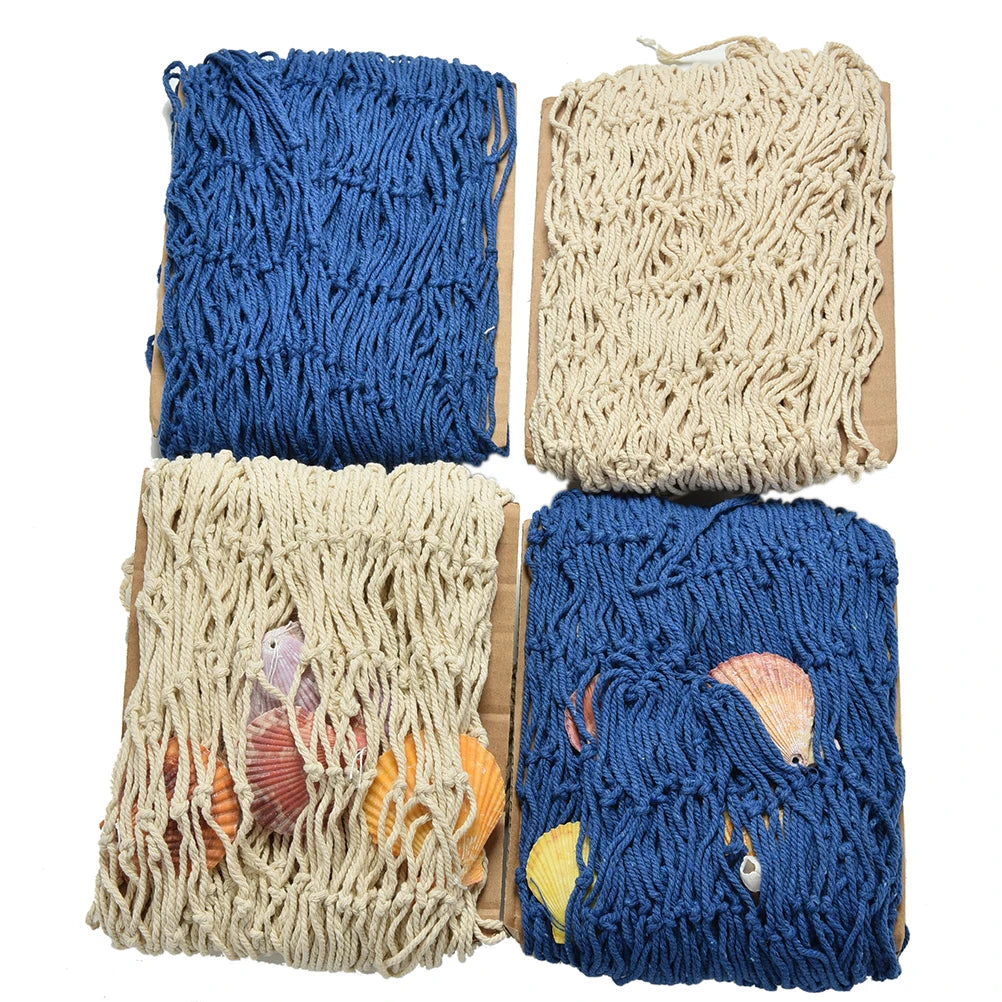 Fish Netting Decor Nautical Decorative Net Sea Shells Seaside Wall Zpaxo