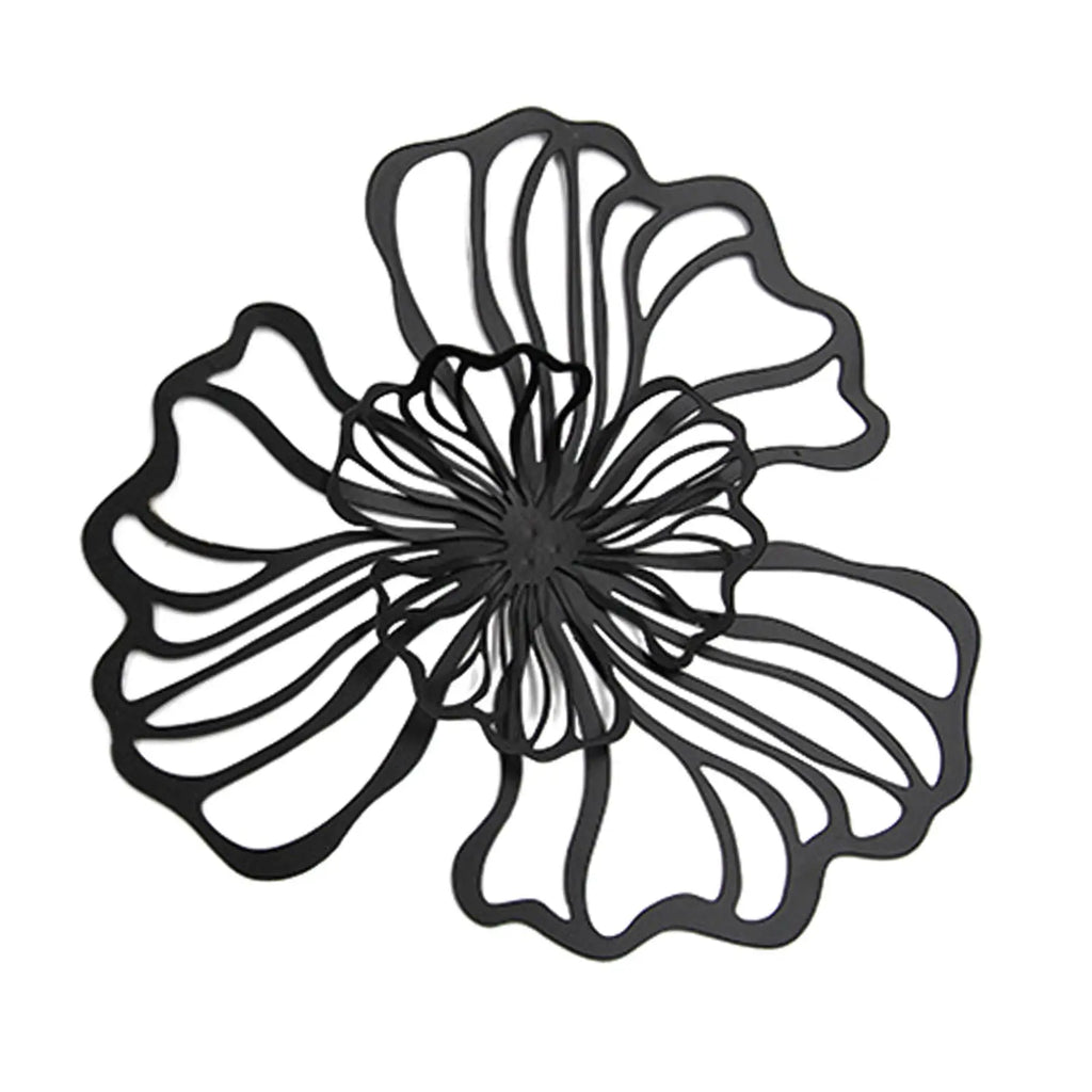 Metal Flower Wall Art Decor – Iron Floral Wall Hanging Metal Wall Art Zpaxo Black Large