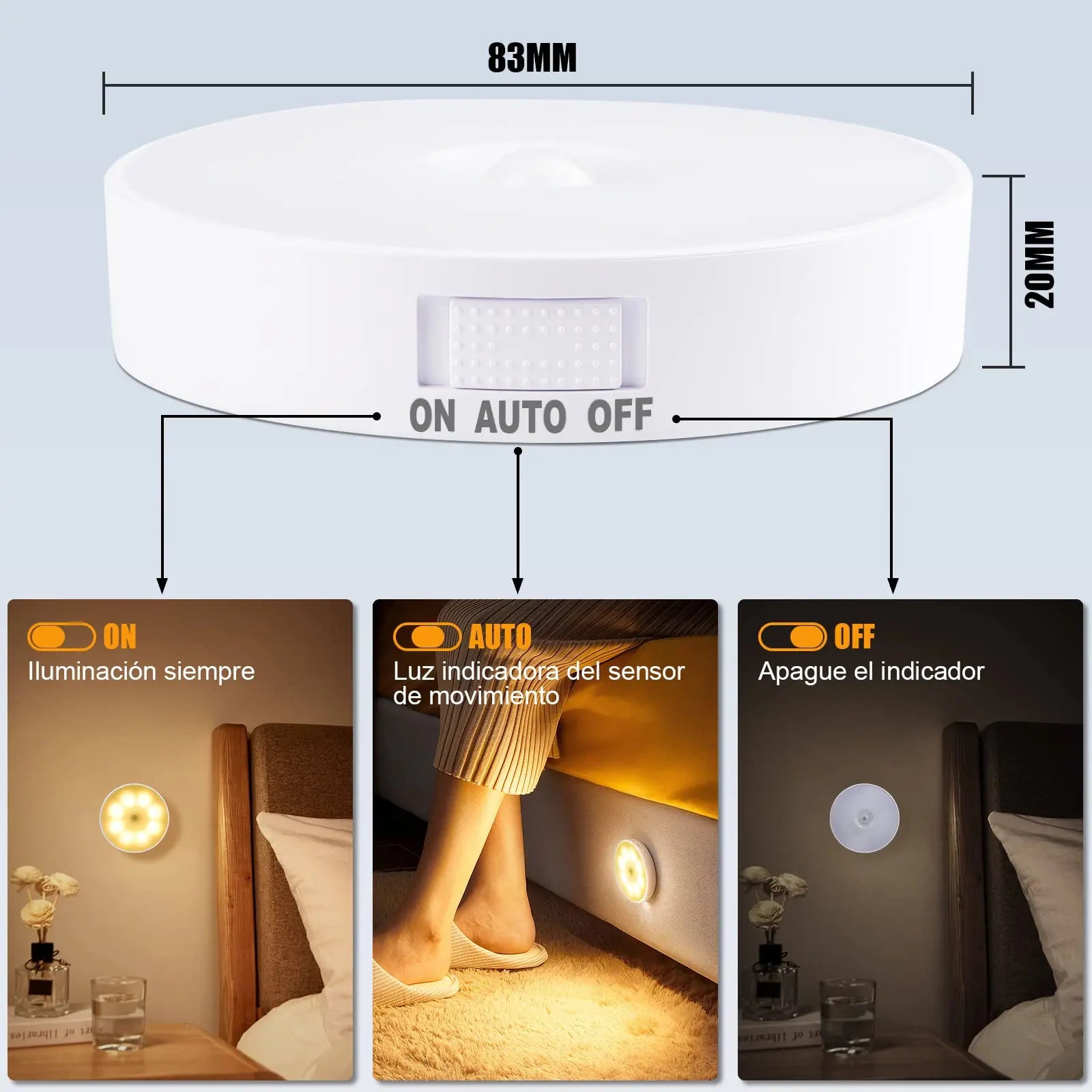 USB Rechargeable LED Night Light with Switch, Motion Sensor Magnetic Wireless Lamp, Warm White No Flicker for Closet Bed Cabinet Zpaxo