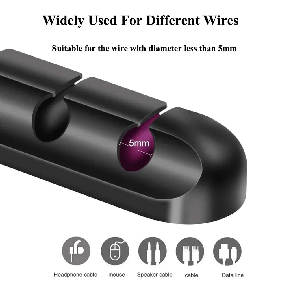 L16 Cable Organizer Silicone USB Winder Desktop Tidy Management Clips Zpaxo