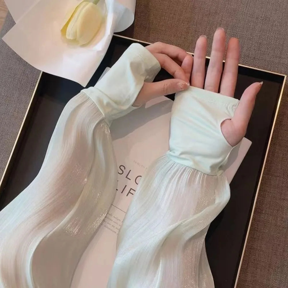 Fashion Summer Sun-protective Sleeves Anti-UV Outdoor Arm Cuff Cover Ice Silk Arm Sleeves Women Men Zpaxo