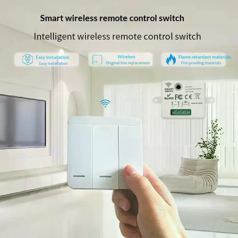 Wireless OFF RF433 Module Remote Control Light Switch 1 2 3 Gang Push Zpaxo