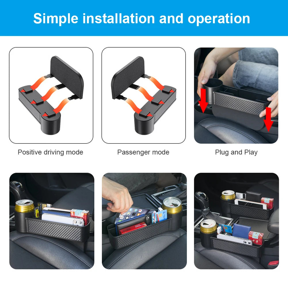 Car Seat Crevice Storage Box Gap Filler Cup Holder Slit Organizer