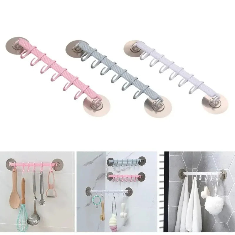 6-Row Suction Cup Corner Hook – No-Mark Kitchen Bathroom Hanger Suction Cup Hook Zpaxo