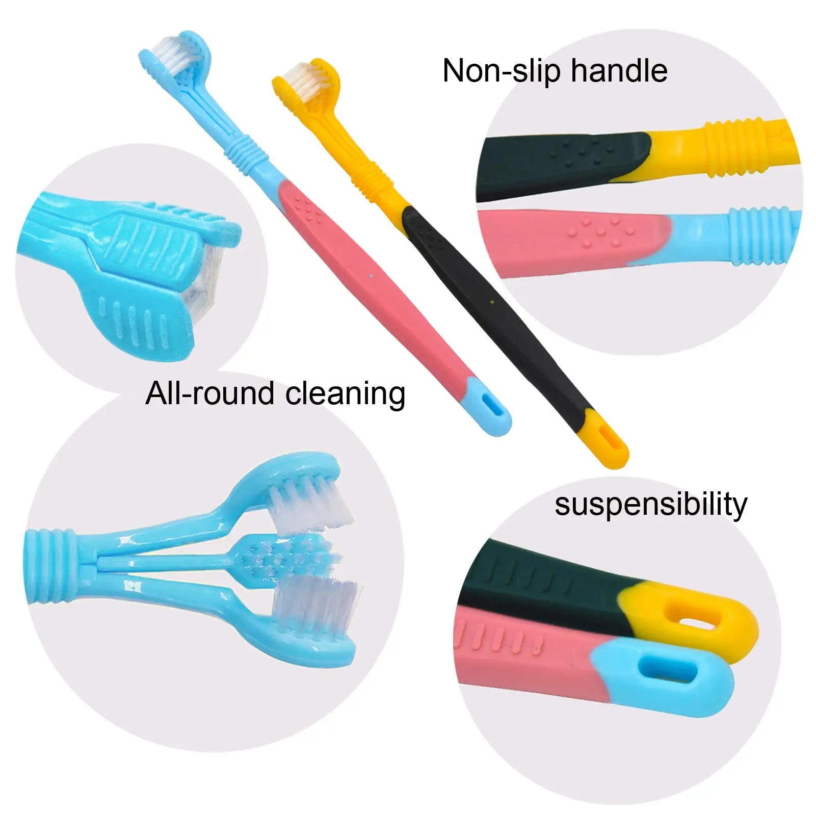 3-Sided Pet Toothbrush Dog Plastic Toothbrush Removing Bad Breath Tartar Cleaning Mouth Pet Dental Care Cat Cleaning Mouth Zpaxo