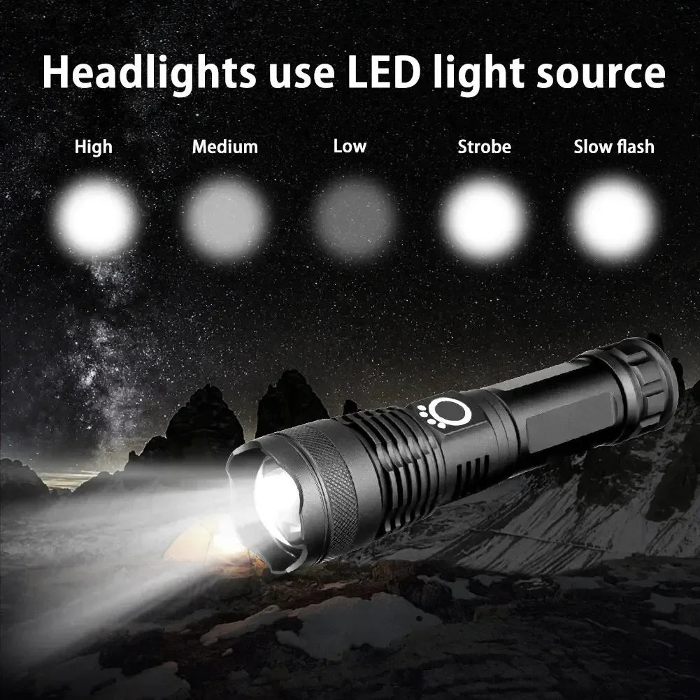 ESMARTER P50 LED Flashlight – 5-Mode Zoomable USB Torch