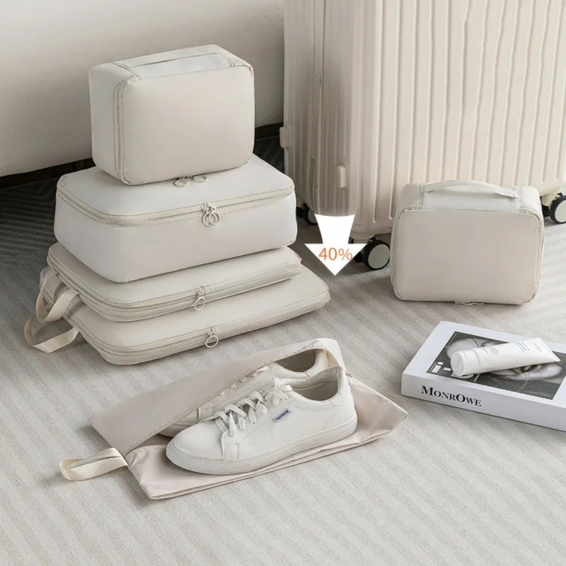 Waterproof Travel Organizer Compression Packing Cubes Suitcase