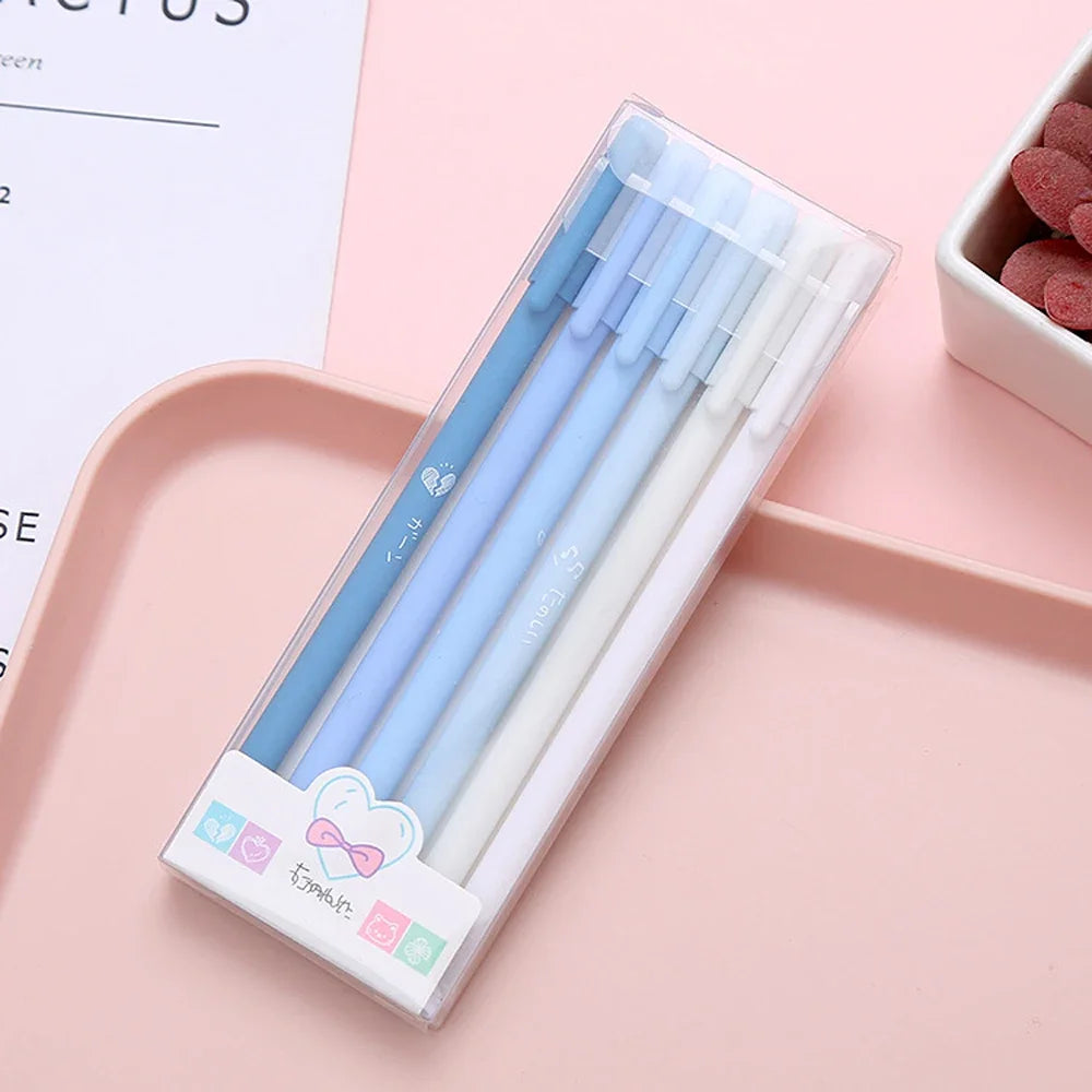 6-Pack Morandi-style Gel Pen Black Ballpoint Pens Office School Zpaxo SP038C Multi-Colored
