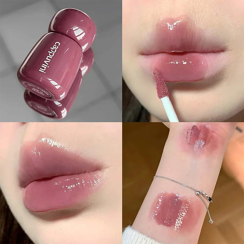 Water Light Mirror Lip Gloss Lasting Moisturizing Red Brown Lip Tint Waterproof Sweat-Proof Matte Silky Liquid Lipstick Makeup Zpaxo 01