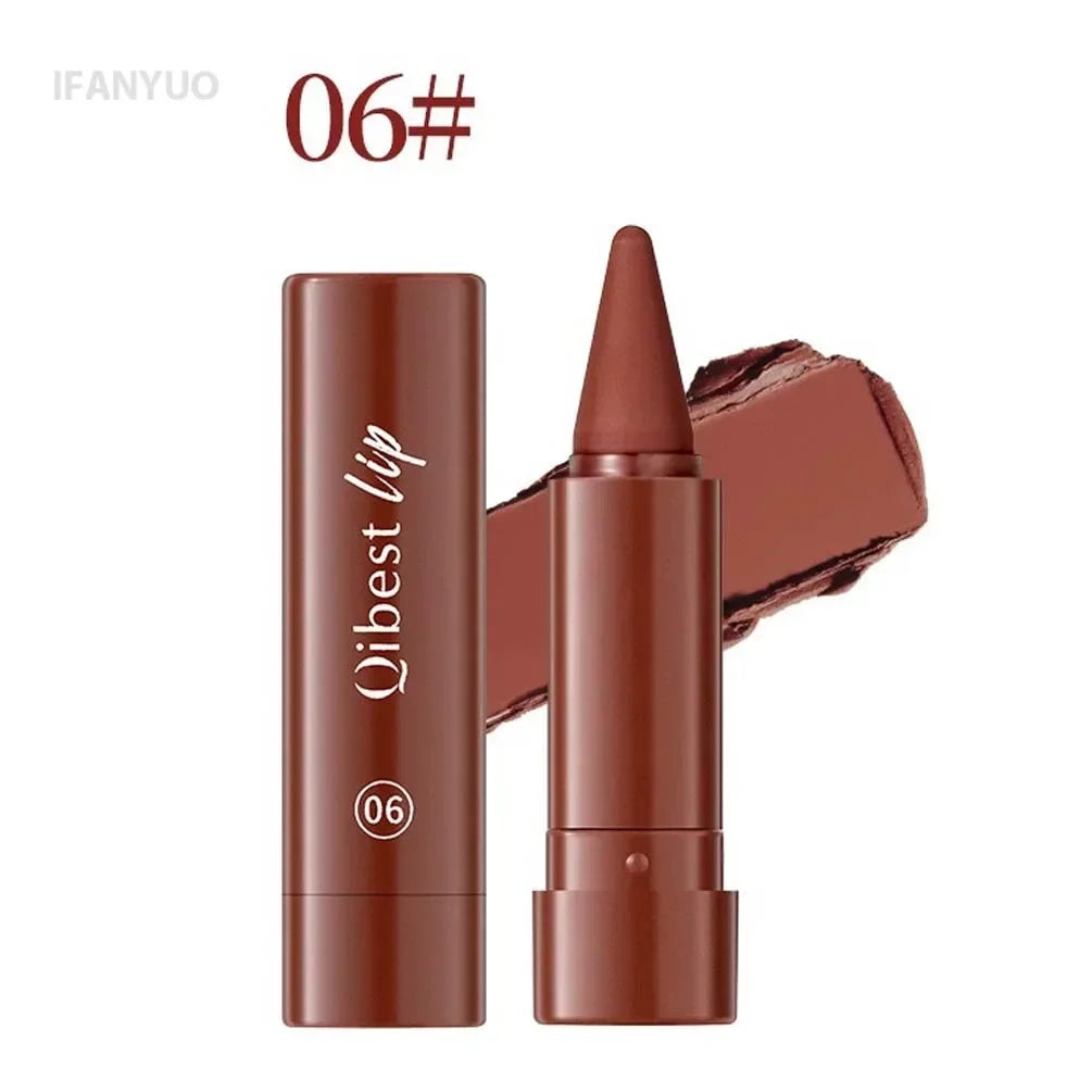 QIBEST Lasting Matte Lipstick Pencil Twist-up Velvet Lip Stick Pen