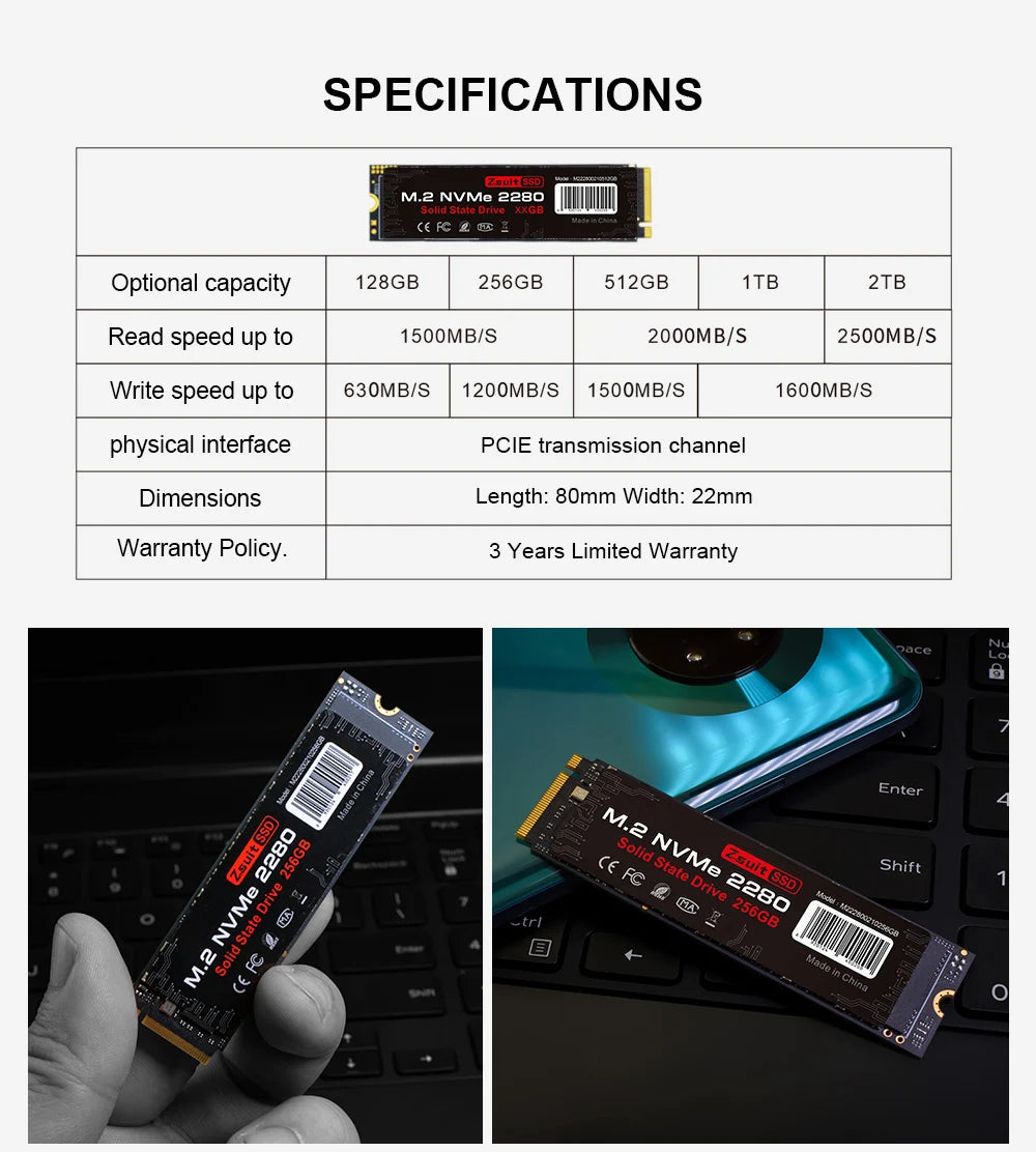 ZSUIT M.2 NVME SSD PCIe 3.0 128GB Hard Disk Internal Solid State Drive for Laptop Notebook Wholesale 5pcs/1pcs Ssd Nvme 128g Zpaxo