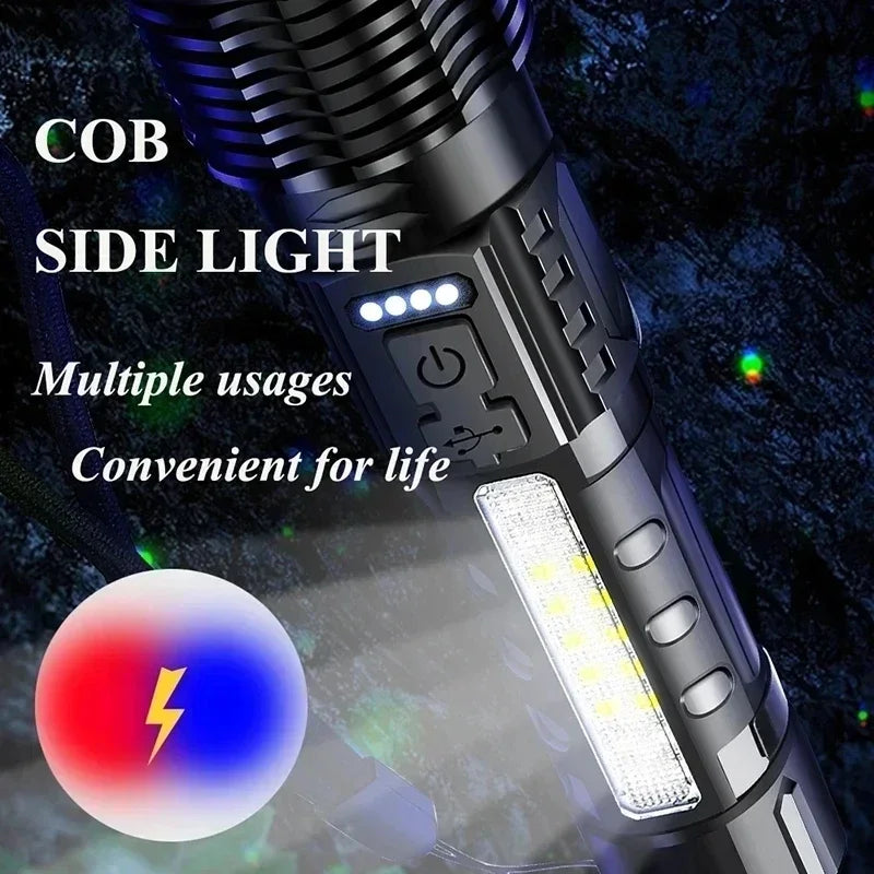 KDULIT LED Rechargeable Flashlight – 7 Modes, Zoomable, IPX-4