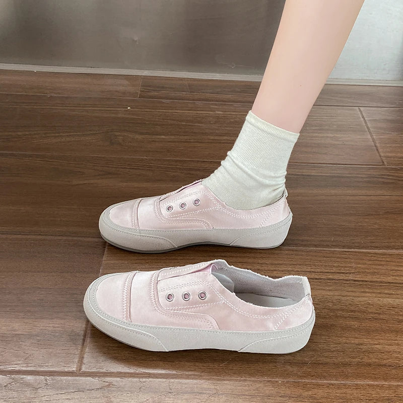 Women's Slip-on Sneakers Satin Casual Flat Bottom Spring Design