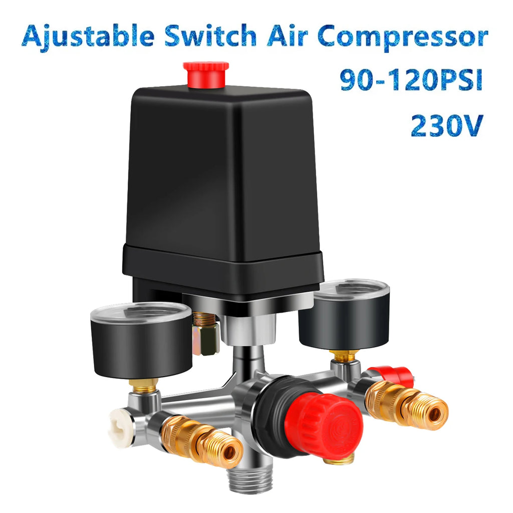 Air Compressor Parts 90-120PSI Pressure Switch Manifold Regulator Gauges 220-380V Aluminum Air Compressor Pressure Switch Contro Zpaxo