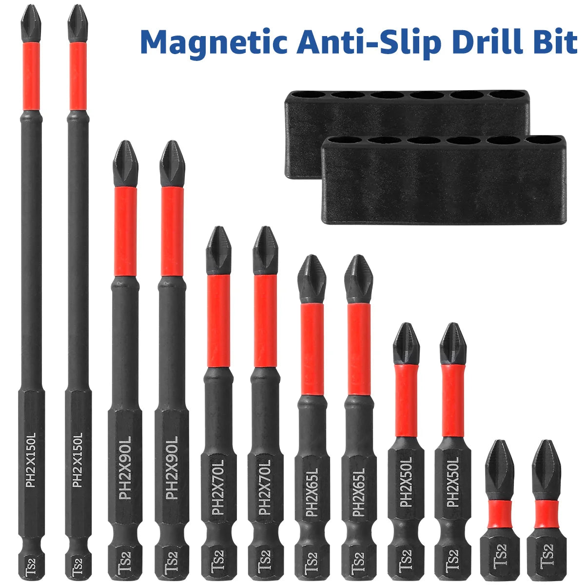 24/6PCS K5 Magnetic Screwdriver Bits Anti-Slip Impact-Resistant Threaded Bits Set Carbon Steel Phillips Screwdriver Hex Shank Zpaxo Set C 12PCS 25-150mm