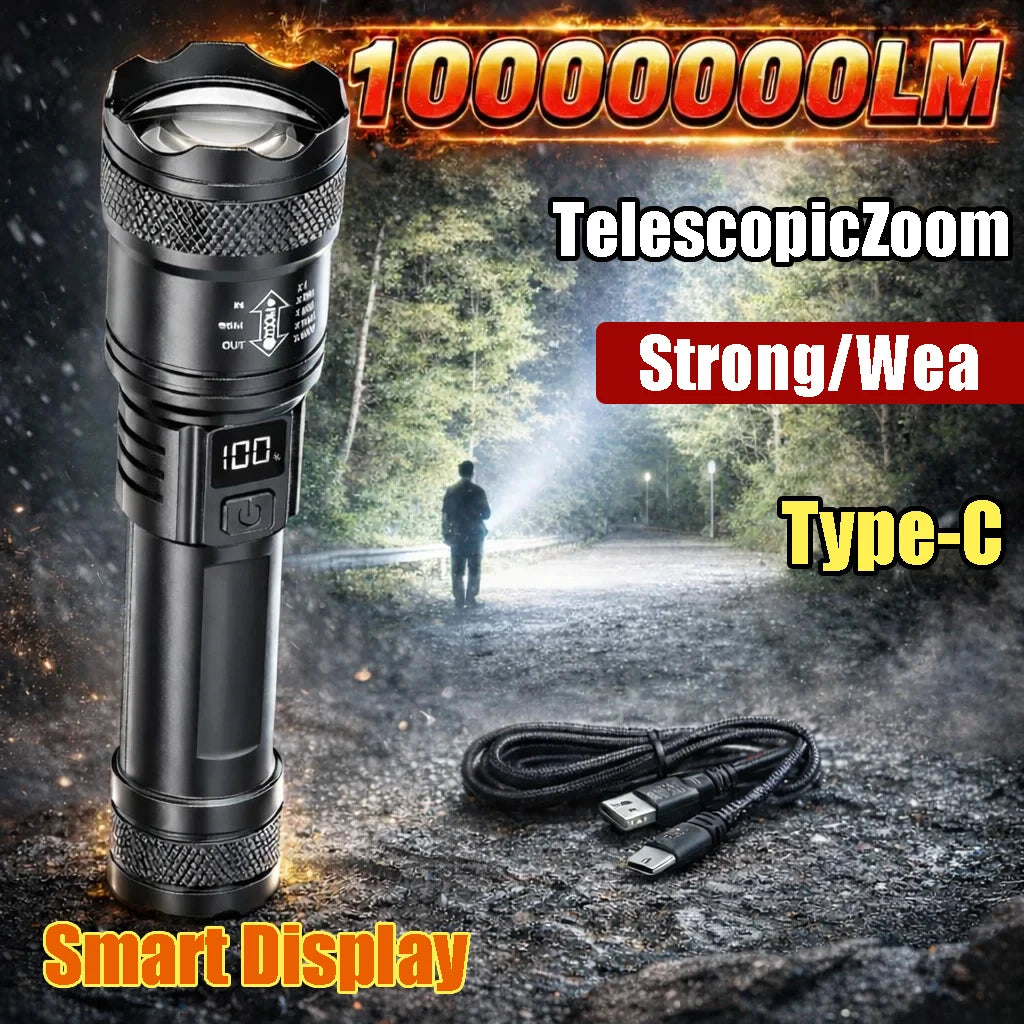 P50 LED Tactical Flashlight 2000LM Zoomable Waterproof EDC Torch