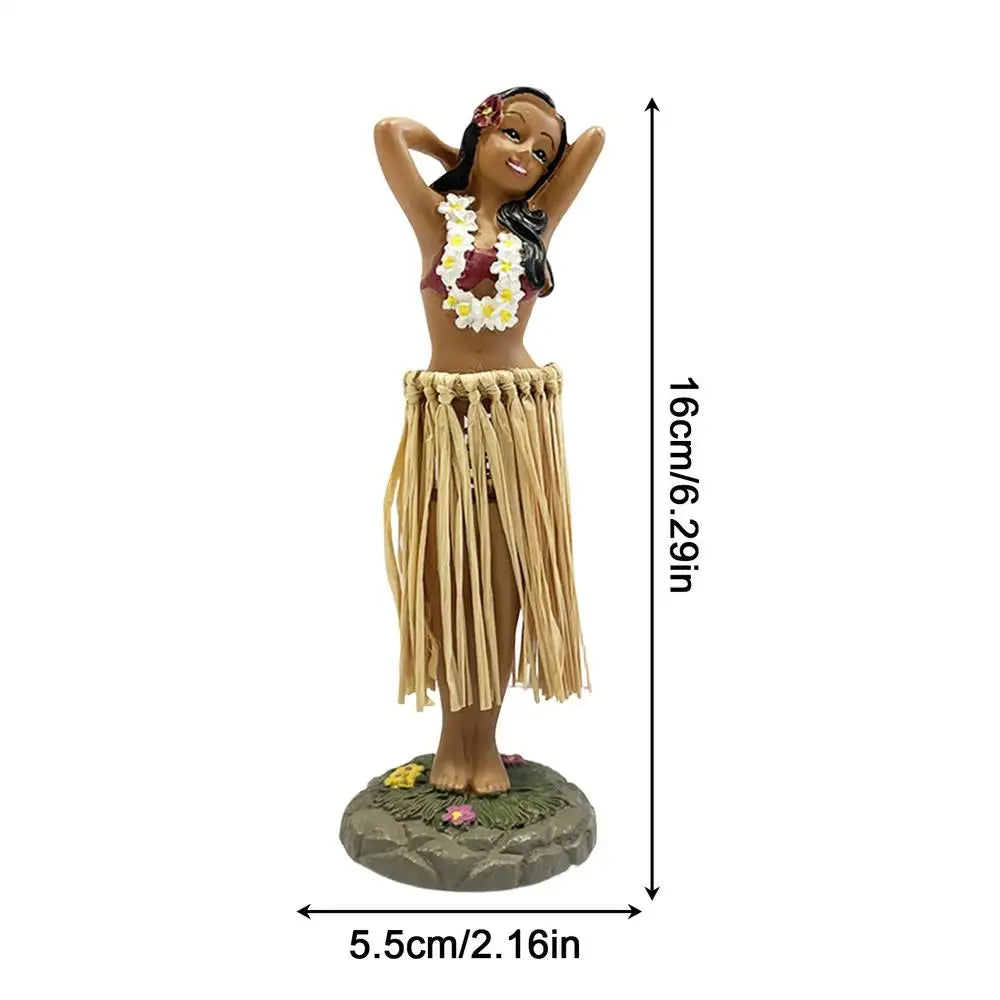 Hawaiian Dancing Girl Posing Dancer Decorations Resin Craft Dashboard Bobblehead Doll Souvenir Ornaments Home Car Decor Zpaxo 1PC