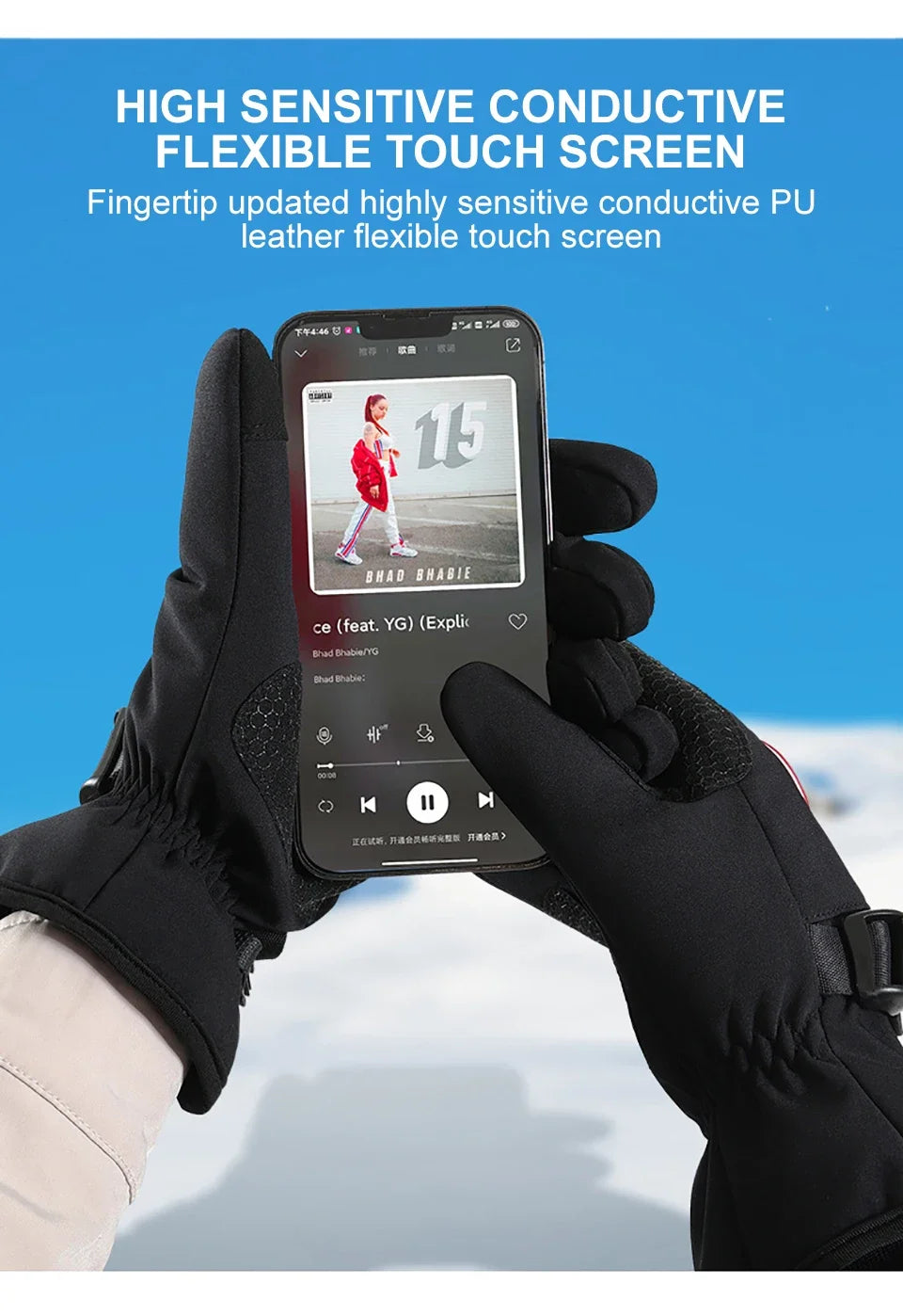 Men's Winter Cycling Gloves Outdoor Sports Waterproof Motorcycle Heated Ski Touch Screen Fleece Women Non-slip Warm Full Finger Zpaxo