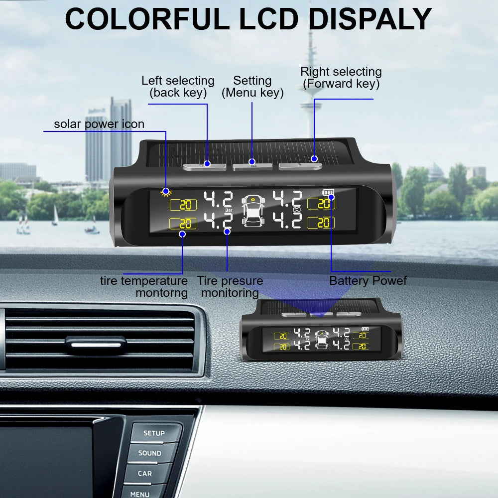 Auto Security Alarm External Sensor 2025 Solar Power Car TPMS Tyre