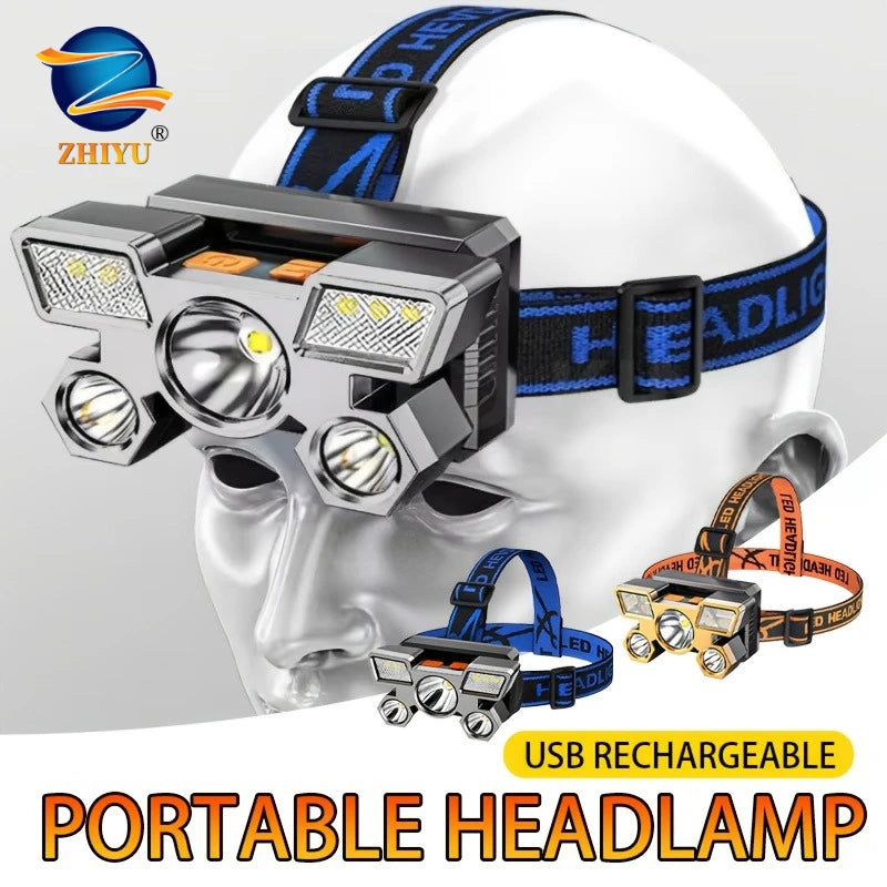 5 LED Rechargeable Headlamp – 8 Modes, IPX4 Waterproof LED Headlamp Zpaxo