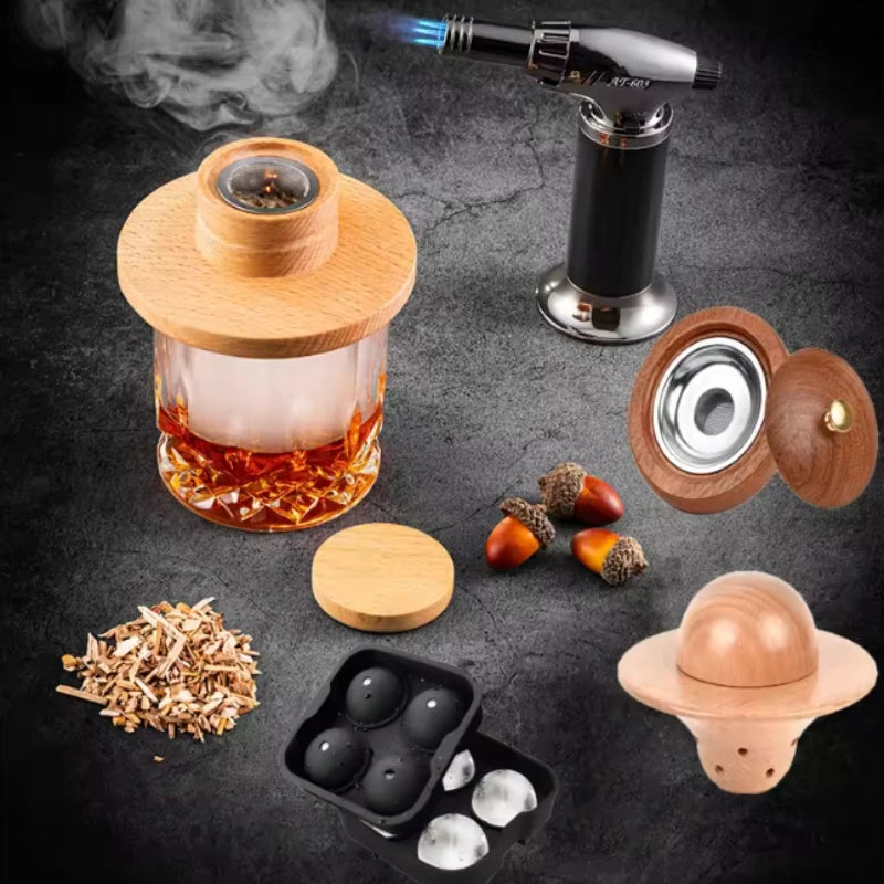 2026 New Popular Cocktail Smoked Wooden Whiskey Barrel, Whiskey Wood Flavor Enhancement Cover, Whiskey Smoker, Gift Smoker Zpaxo