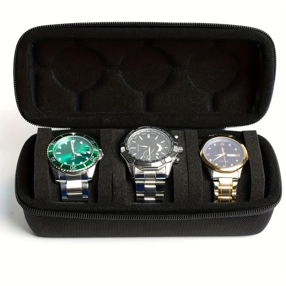 Hardshell Watch Case Travel 3 Slots Storage Organizer Box Soft Foam