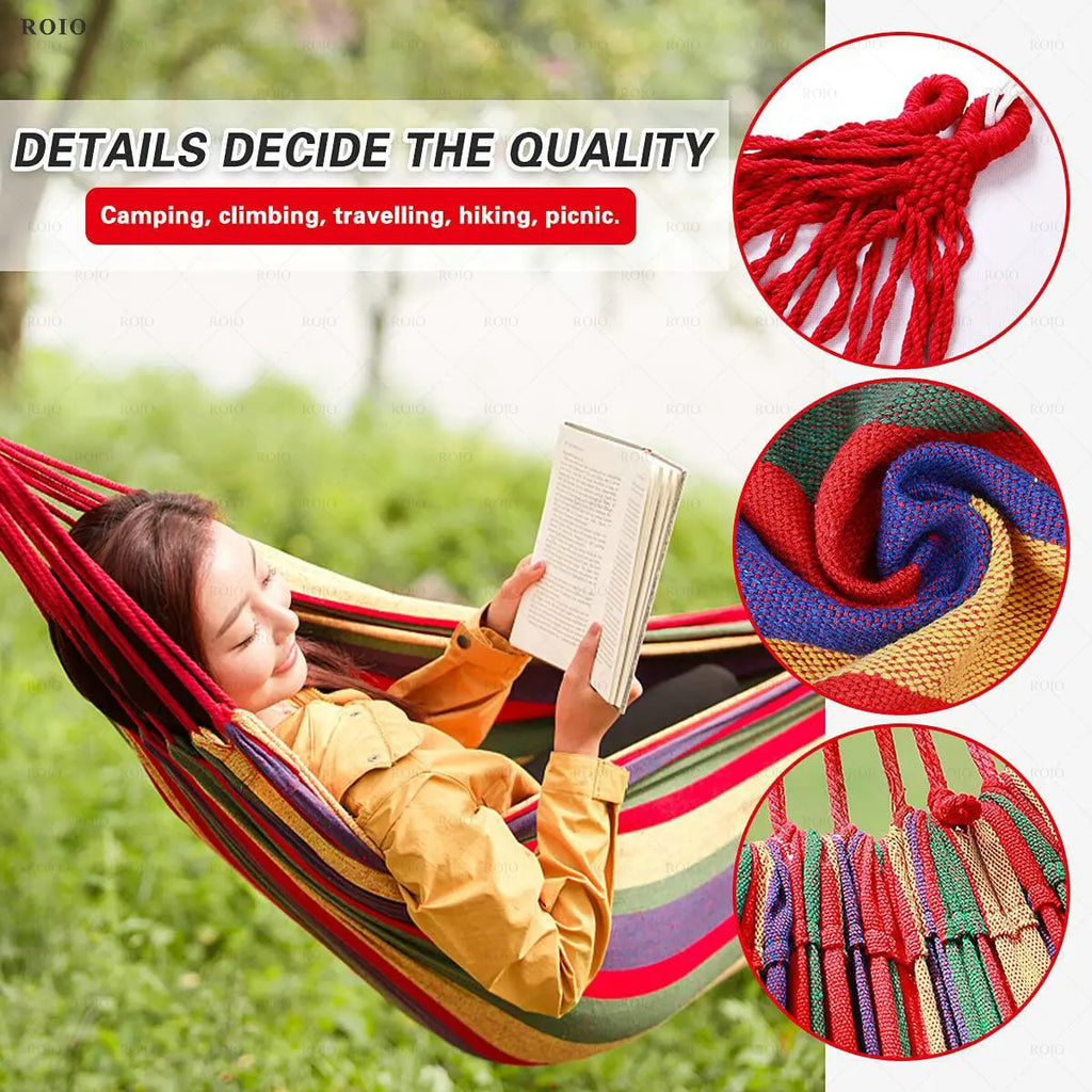 Camping Hammock Thickened Durable Fabric Canvas Single Hammocks Travel Swing Chair Hanging Bed Double Outdoor Hammock with Bag Zpaxo