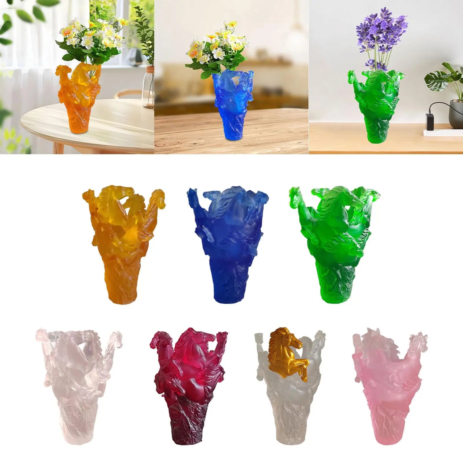 Multi-Horse Shaped Resin Flower Vase | Table Centerpiece Decor Decorative Resin Vase Zpaxo