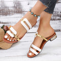 2026 Women Slippers Casual Blocking Sandals Outdoor Soft Leather