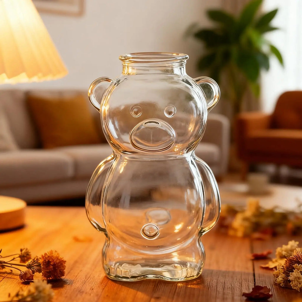 Glass Tumbler Straw Bear Design Cute Iced Coffee Cup Juice Water