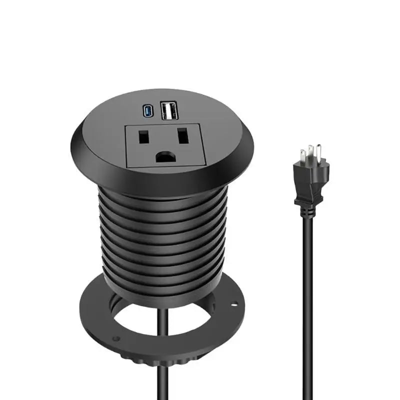 652F PD18W USB C Fast Chargers Desk Mounted Power Outlet With 1AC US Plugs, USB A 10W USB C 18W 2M Cable Overloads Protections Zpaxo Black China Mainland
