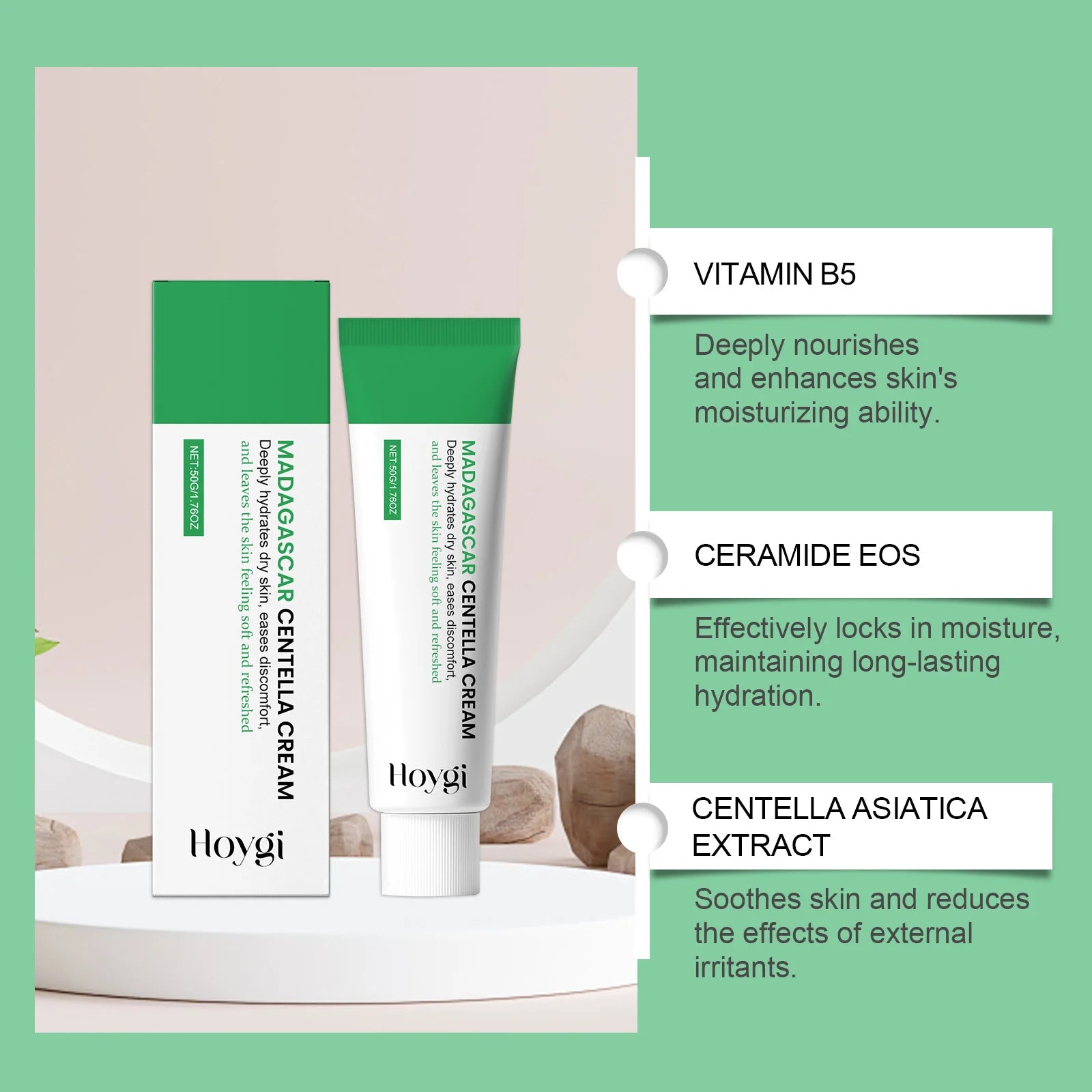 Hoygi Centella Soothing Cream Ceramide & B5 | 50g Face Soothing Cream Zpaxo