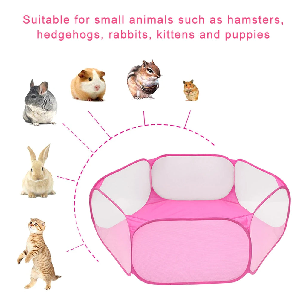 Pet Playpen Outdoor Breathable Small Animals Tent Rabbit Play Pen Foldable Transparent Pet Exercise Fence for Guinea Pig Cage Zpaxo