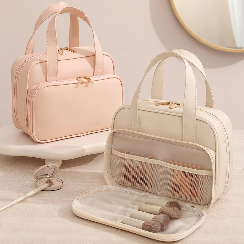 New Handheld Four Sided Toilet Bag, Travel Cosmetics Storage Bag, Waterproof Makeup Organizer Bag, Large Capacity Pouch Lady Box Zpaxo